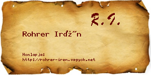 Rohrer Irén névjegykártya